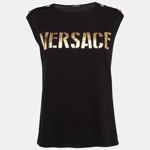 Logo Print Cotton Jersey Tank Top S - Versace - Modalova