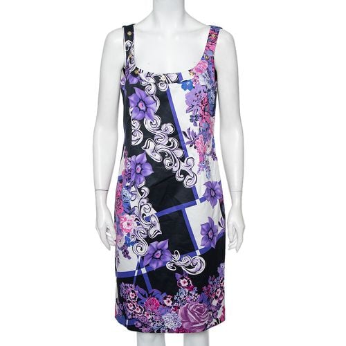 Printed Cotton Scoop Neck Sleeveless Shift Dress L - Versace - Modalova