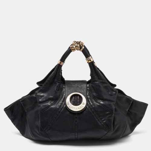 Versace Black Leather Rings Hobo - Versace - Modalova