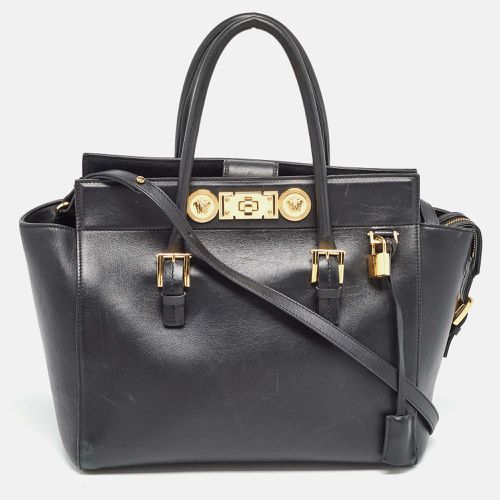 Versace Black Leather Medusa Tote - Versace - Modalova