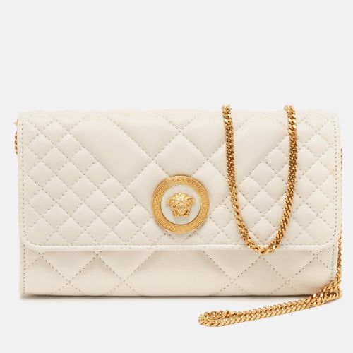 Off Quilted Leather La Medusa Chain Clutch - Versace - Modalova