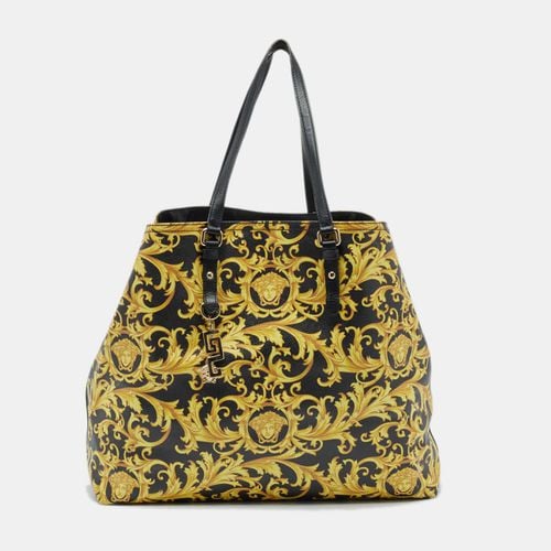 Yellow Barocco Print Coated Canvas Shopper Tote - Versace - Modalova