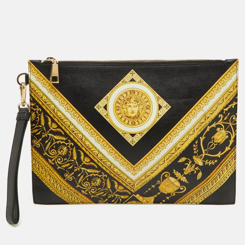 Leather Baroque Medusa Print Wristlet Pouch - Versace - Modalova