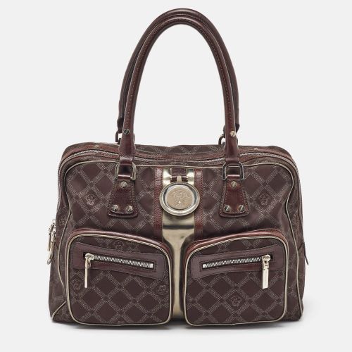 Signature Canvas and Leather Double Pocket Satchel - Versace - Modalova