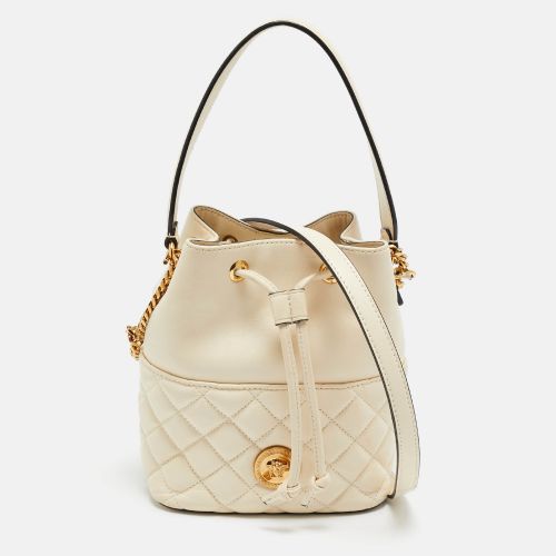 Quilted Leather Medusa Drawstring Bucket Bag - Versace - Modalova