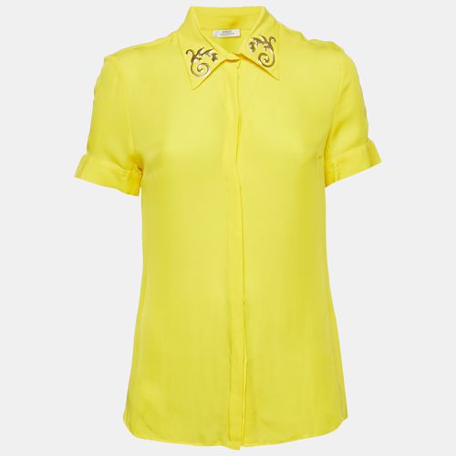 Embellished Collar Silk Short Sleeve Shirt M - Versace Collection - Modalova