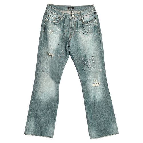 Couture Embellished Denim Flared Leg Distressed Jeans L - Versace Jeans - Modalova