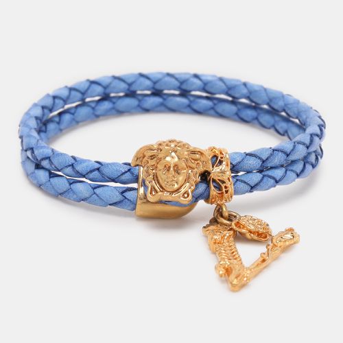 Braided Leather Medusa Bracelet - Versace - Modalova