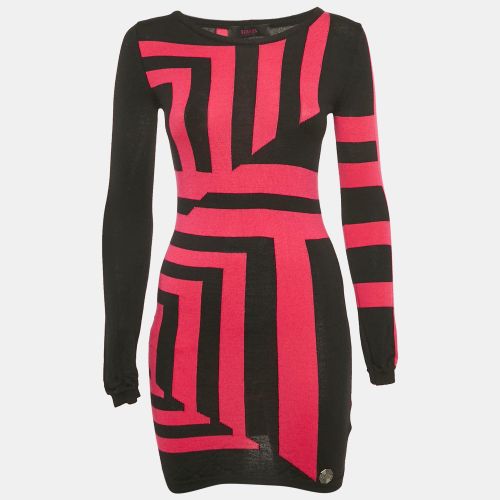 Black/ Patterned Knit Mini Sweater Dress S - Versus Versace - Modalova