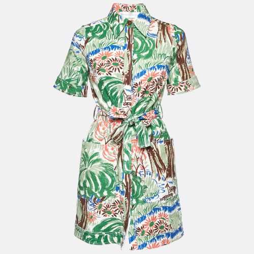 Printed Cotton Buttoned Front Mini Dress S - Victoria Beckham - Modalova