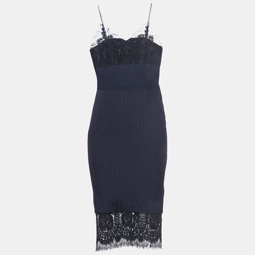 Pinstriped Wool Lace-Trimmed Midi Dress S - Victoria Beckham - Modalova