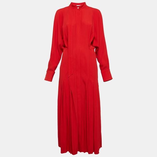 Sateen Pleated Button Front Maxi Dress M - Victoria Beckham - Modalova