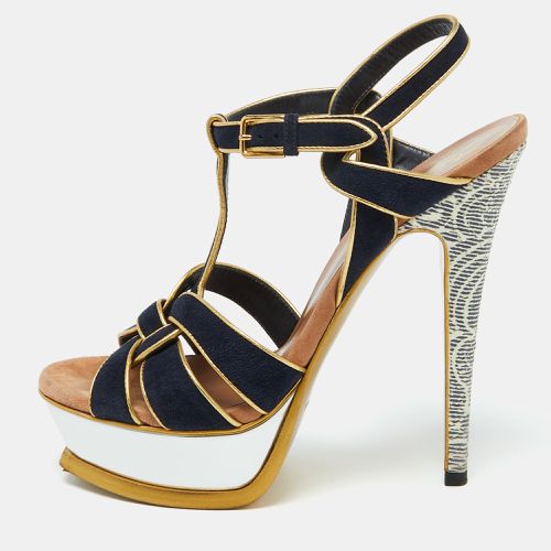 Gold Suede Tribute Platform Sandals Size 36 - Yves Saint Laurent - Modalova