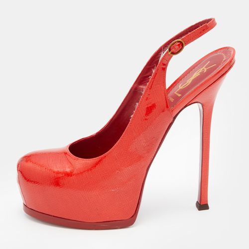 Patent Leather Tribtoo Platform Slingback Pumps Size 40 - Yves Saint Laurent - Modalova