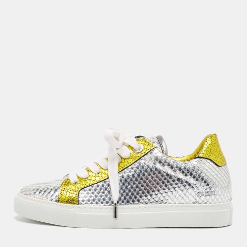 Snakeskin Embossed Leather Lace Up Sneakers Size 36 - Zadig & Voltaire - Modalova