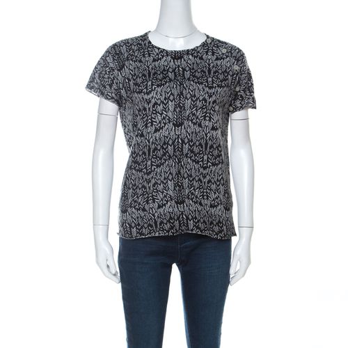 Zadig and Voltaire & Black Printed Half Sleeve Silk-Cashmere Blend Top M - Zadig & Voltaire - Modalova