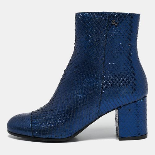 Python Embossed Leather Block Heel Ankle Boots Size 36 - Zadig & Voltaire - Modalova