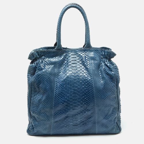 Zagliani Blue Python Shopper Tote - Zagliani - Modalova