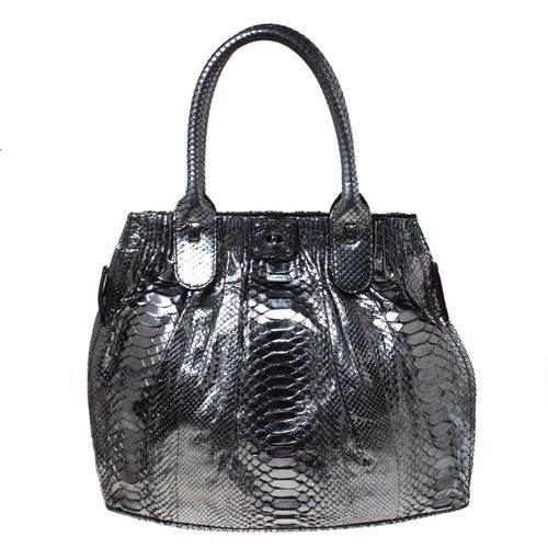 Gun Metal Python Medium Puffy Hobo - Zagliani - Modalova