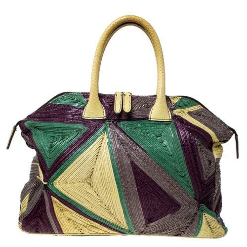 Woven Leather and Python Tomodachi Satchel - Zagliani - Modalova