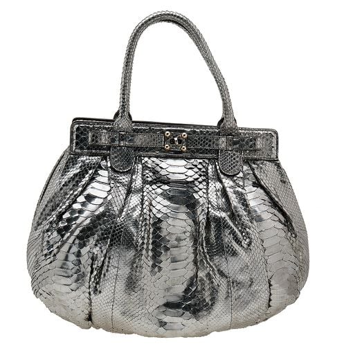 Silver Python Puffy Hobo - Zagliani - Modalova