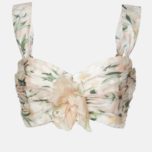 Floral Print Linen Blend Gathered Bra Top M - Zimmermann - Modalova