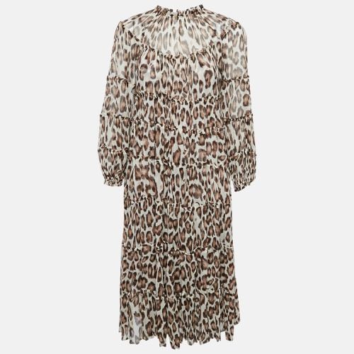 Leopard Print Silk Chiffon Tiered Midi Dress M - Zimmermann - Modalova