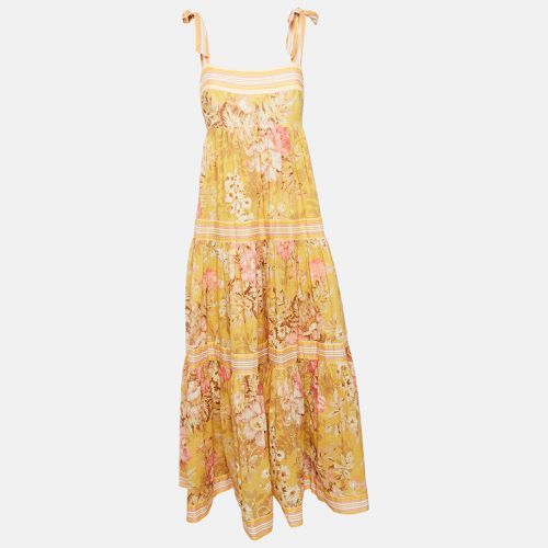 Floral Print Cotton Shoulder Tie-Up Midi Dress L - Zimmermann - Modalova