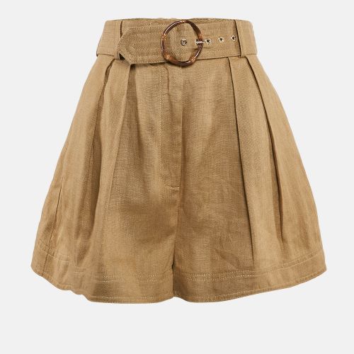 Olive Linen Belted Shorts M - Zimmermann - Modalova