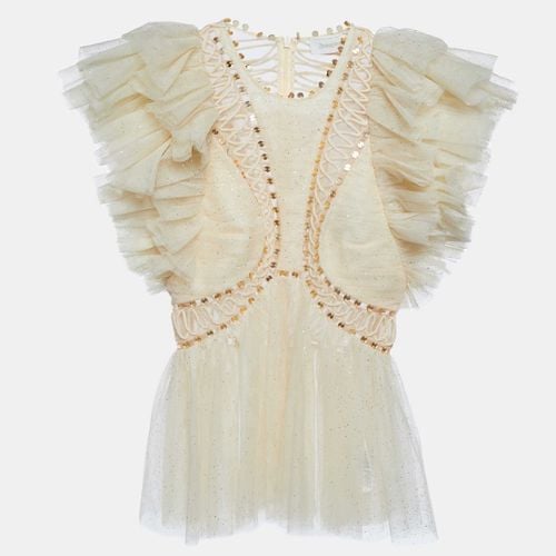 Embellished Glitter Tulle Dancer Ruffled Top XS - Zimmermann - Modalova