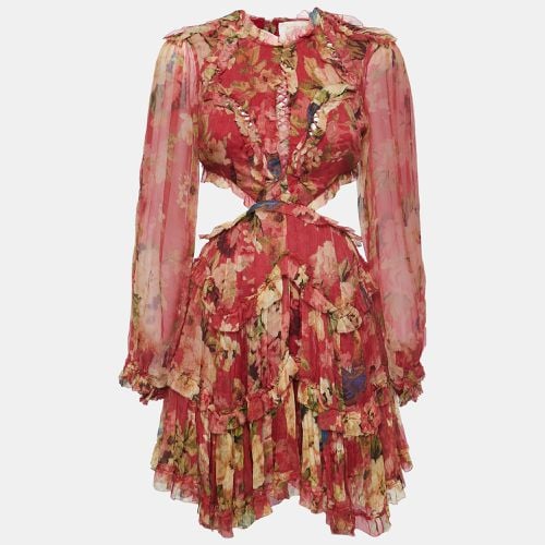 Floral Print Crepe Lace-Up Mini Dress S - Zimmermann - Modalova