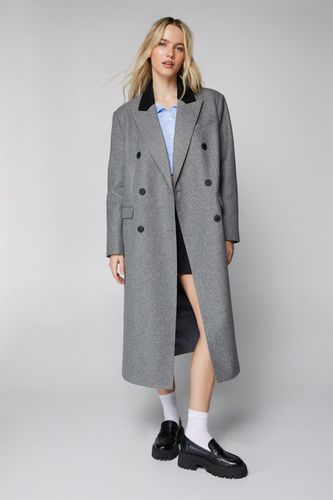 Womens Contrast Collar Wool Look Tailored Coat - - 4 - Nasty Gal - Modalova