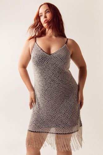 Womens Plus Size Beaded Fringe Trim Mini Dress - - 24 - Nasty Gal - Modalova