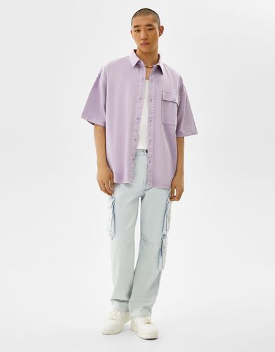 Camisa Manga Corta Oversize Hombre M - Bershka - Modalova