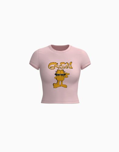 Camiseta Garfield Manga Corta Ajustada Print Mujer L - Bershka - Modalova