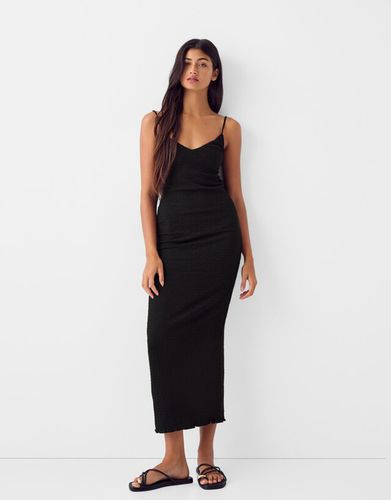 Vestido Midi Tirantes Rústico Mujer Xs - Bershka - Modalova