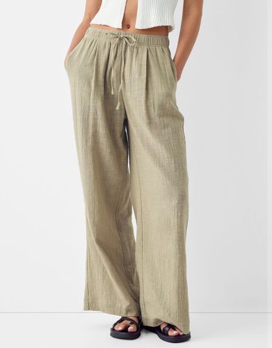 Pantalón Wide Leg Rústico Mujer Xs - Bershka - Modalova