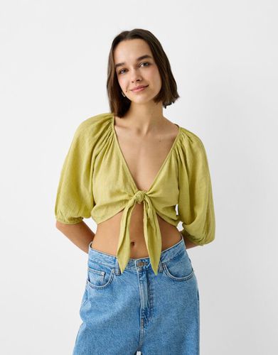 Camisa Estructura Nudo Mujer Xl - Bershka - Modalova