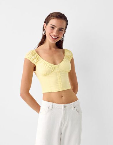 Camisa Cropped Botones Mujer M - Bershka - Modalova