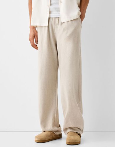 Pantalón Jogger Wide Con Lino Hombre S - Bershka - Modalova