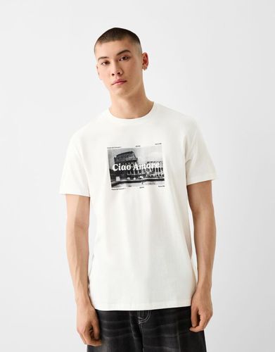 Camiseta Manga Corta Boxy Print Hombre L - Bershka - Modalova