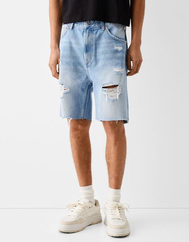 Bermuda Denim Rotos Hombre 34 - Bershka - Modalova