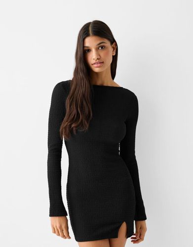 Vestido Mini Manga Larga Gofrado Mujer L - Bershka - Modalova