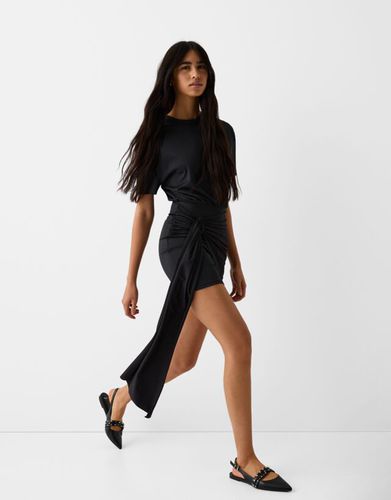 Vestido Mini Manga Corta Nudo Mujer S - Bershka - Modalova