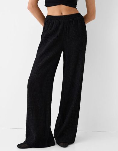 Pantalón Wide Leg Gofrado Mujer Xs - Bershka - Modalova