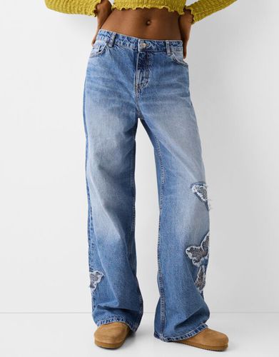 Jeans Baggy Mariposas Mujer 34 - Bershka - Modalova