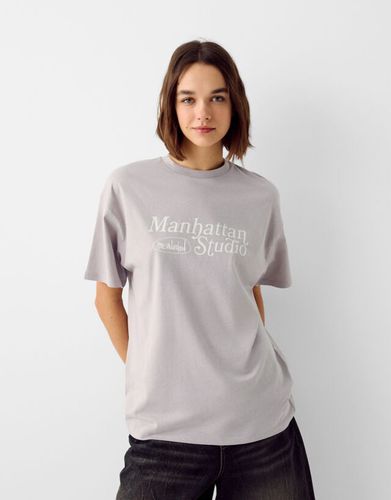 Camiseta Manga Corta Print Mujer L - Bershka - Modalova