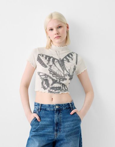 Camiseta Manga Corta Rústica Print Mujer L - Bershka - Modalova