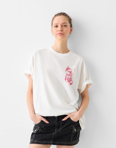 Camiseta Manga Corta Print Mujer L - Bershka - Modalova