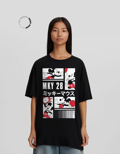 Camiseta Mickey Manga Corta Oversize Fit Print Mujer Xl - Bershka - Modalova